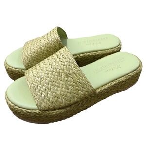 Anthropologie Matisse Montego Raffia Platform Slide Sandals Green 9